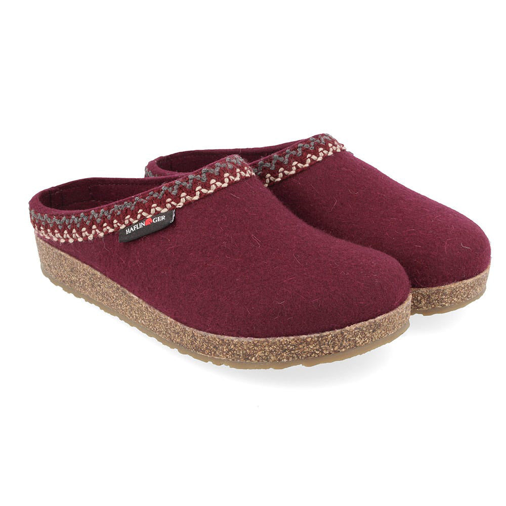 Haflinger Grizzly Zigzag Clog - Bordo