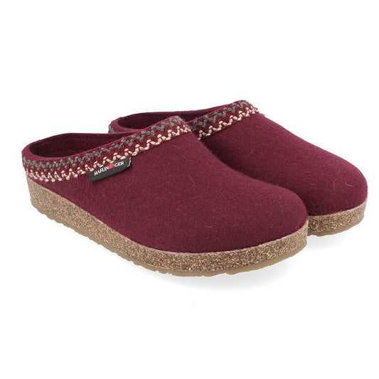 Haflinger Grizzly Zigzag Clog - Bordo